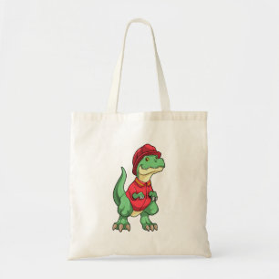 Dinosaur as Firefighter with Fire helmet Tote Bag