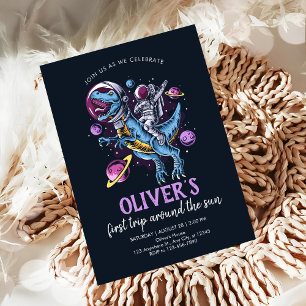 Dinosaur Astronaut 1st Birthday Invitation