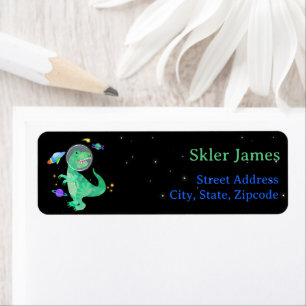 Dinosaur Astronaut Space Birthday Return Address Label