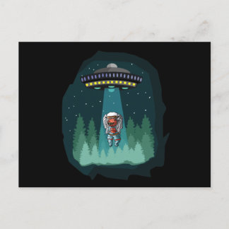 Dinosaur Astronaut UFO T-Rex Holiday Postcard
