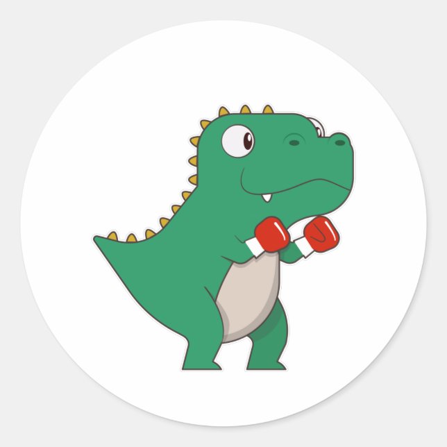 Dinosaur at Boxing with Boxing gloves Classic Round Sticker (Front)