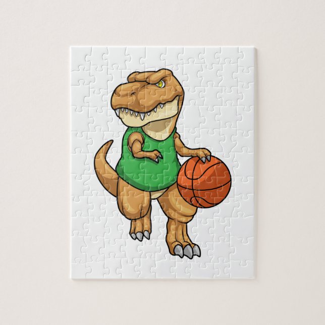 Dinosaur at Sports with Basketball Jigsaw Puzzle (Vertical)