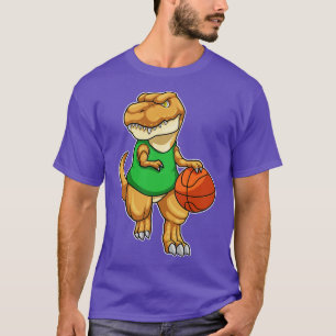 Dinosaur at Sports with Basketball T-Shirt