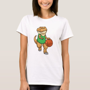 Dinosaur at Sports with Basketball T-Shirt
