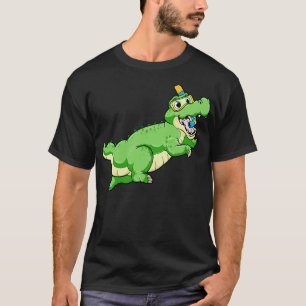 Dinosaur at Swimming with Diving goggles T-Shirt