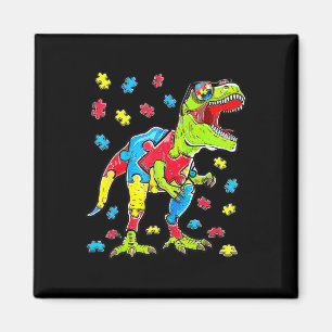Dinosaur Autism Awareness Puzzle Piece Boys Kids T Magnet