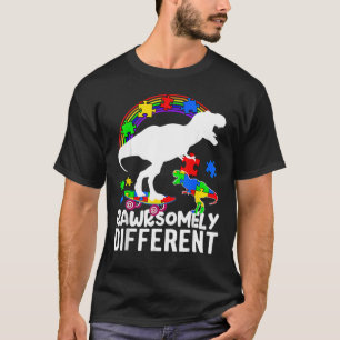 Dinosaur Autism Awareness Puzzle Rawrsomely Differ T-Shirt