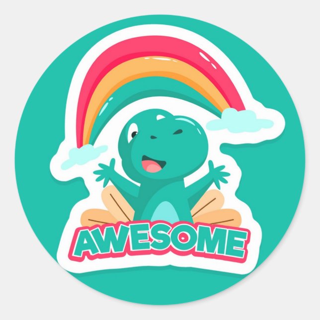 Dinosaur Awesome Sticker (Front)