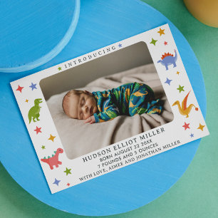 Dinosaur Baby Boy Photo Birth Announcement Card