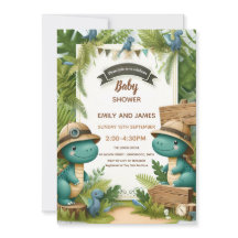 Dinosaur Baby Boy Shower Editable Card for Boys