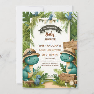 Dinosaur Baby Boy Shower Editable Card for Boys