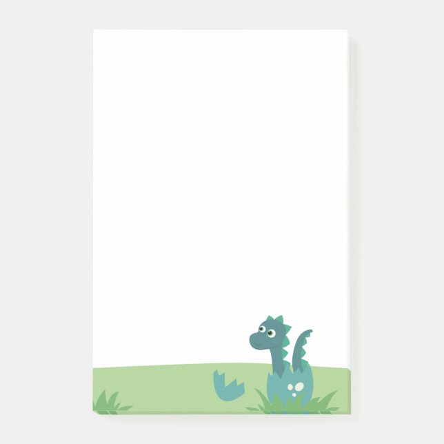 Dinosaur baby in eggshell post it notepad (Front)