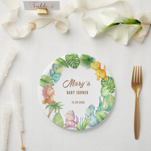 Dinosaur Baby Paper Plate (Wedding)