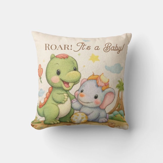 dinosaur baby pillow | nursery decor | roar (Front)