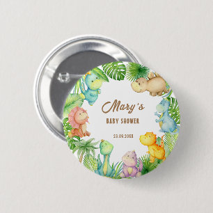 Dinosaur Baby Shower 6 Cm Round Badge