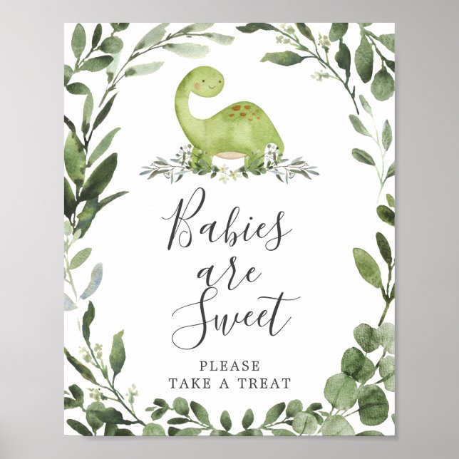 Dinosaur Baby Shower Babies Are Sweet Sign (Front)