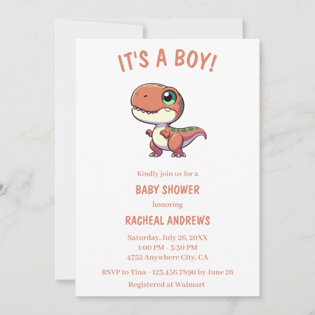 Dinosaur Baby Shower Baby Shower Invitation (Front)