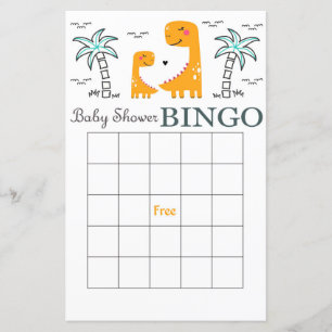 Dinosaur baby shower bingo card,Dino bingo