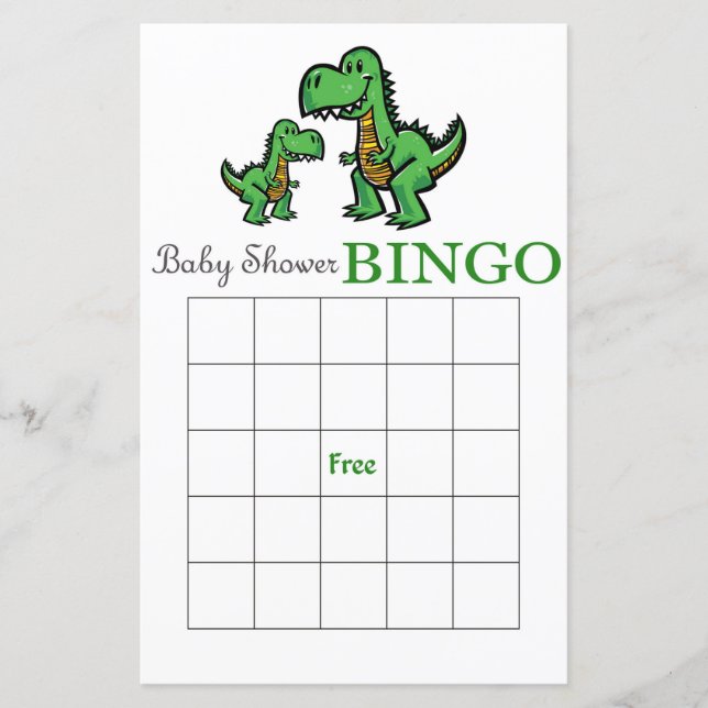 Dinosaur baby shower bingo card,Dinosaur bingo (Front)