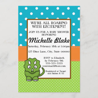 Dinosaur Baby Shower | Blue & Green Invitation