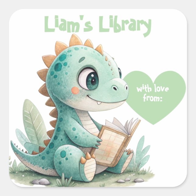 Dinosaur Baby Shower Bookplate Label (Front)