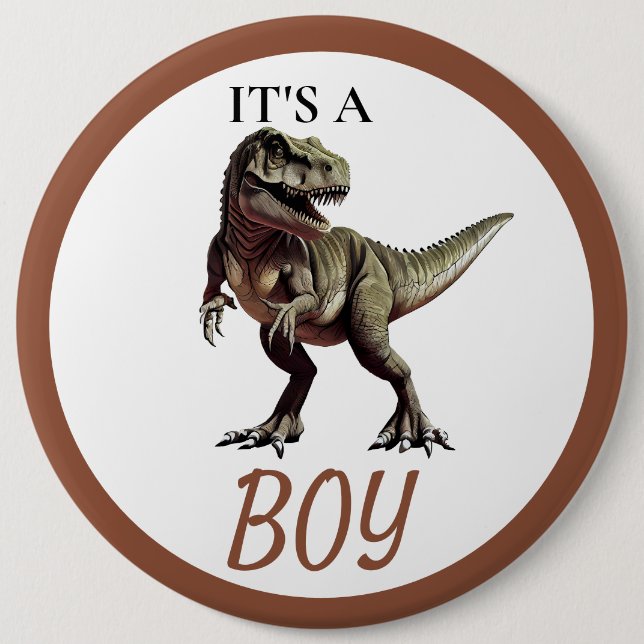 Dinosaur Baby Shower Boy  Button (Front)