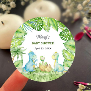 Dinosaur Baby Shower Classic Round Sticker
