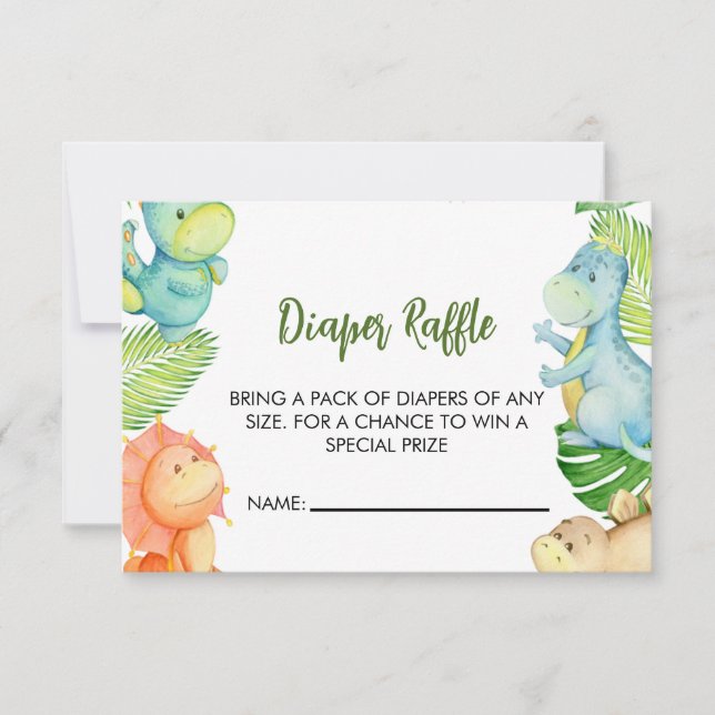 Dinosaur Baby Shower Diaper Raffle  (Front)