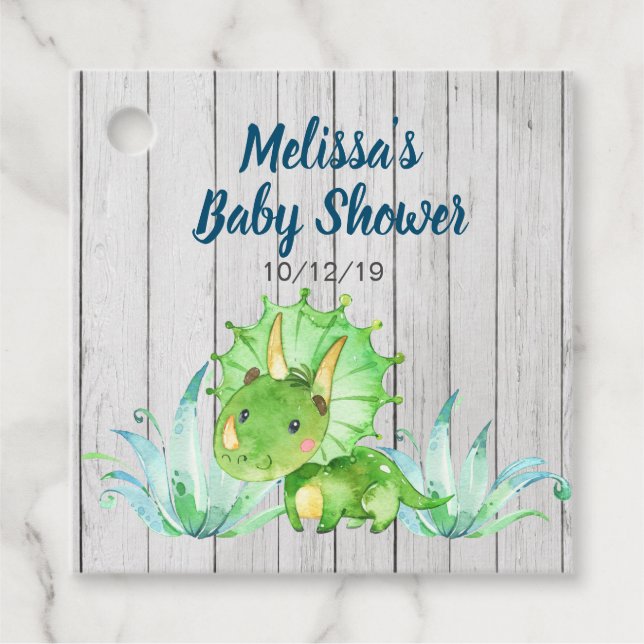 Dinosaur Baby Shower Favour Tags (Front)
