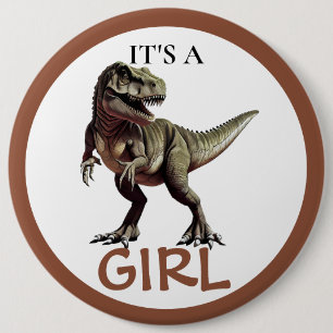 Dinosaur Baby Shower Girl 6 Cm Round Badge