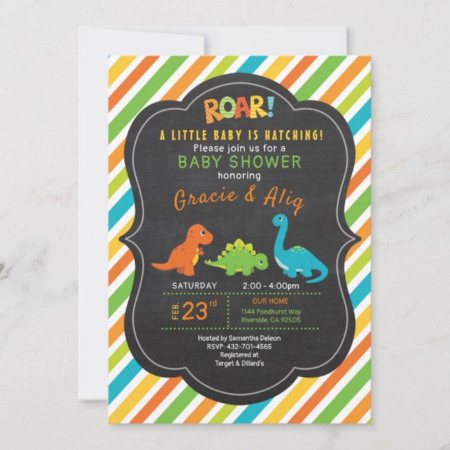 dinosaur baby shower invitation (Front)