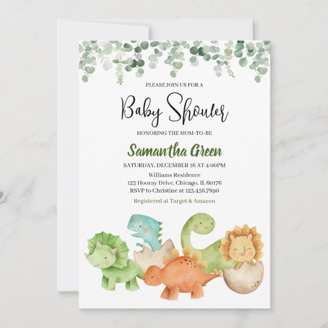 Dinosaur Baby Shower Invitation (Front)