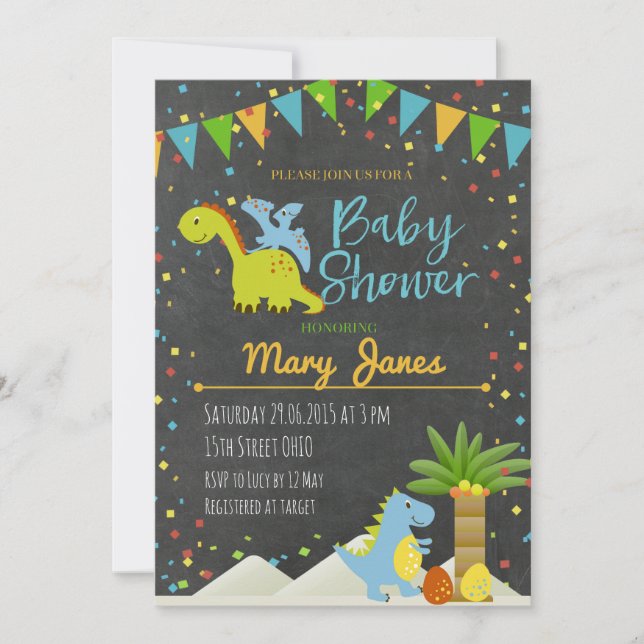 Dinosaur baby shower invitation (Front)