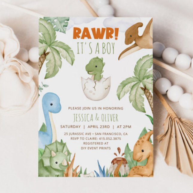 DINOSAUR Baby Shower Invitation, Dino Baby Shower Invitation (Creator Uploaded)