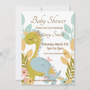 Dinosaur Baby Shower Invitation, Gender Neutral,   Invitation
