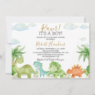 Dinosaur Baby Shower Invitation Suite