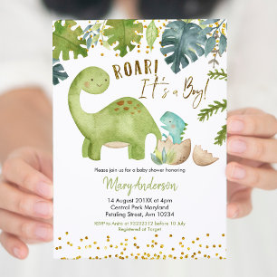 Dinosaur Baby Shower Invite Roar