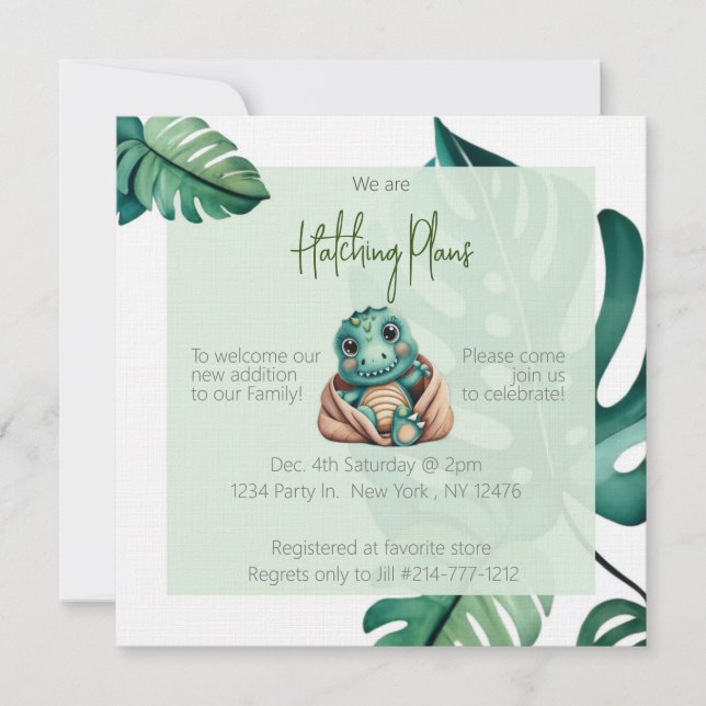 Dinosaur baby shower neutral Invitation (Front)