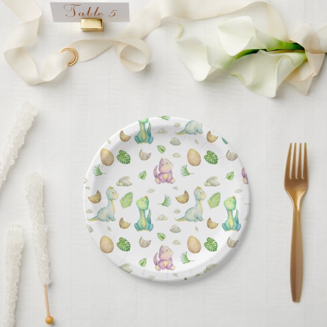 Dinosaur Baby Shower Paper Plate (Wedding)