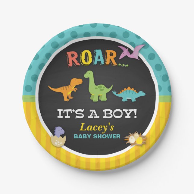 Dinosaur Baby Shower Paper Plate - Custom (Front)