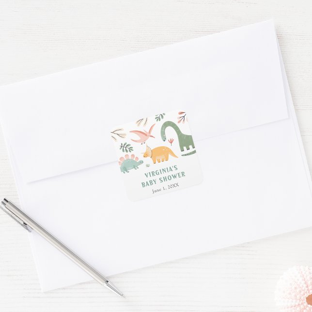 Dinosaur Baby Shower Sticker (Dinosaur Themed Baby Shower Sticker by Painted Paperie
)