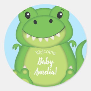 Dinosaur Baby Shower T-Rex Classic Round Sticker