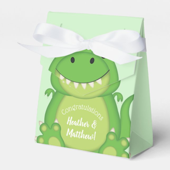 Dinosaur Baby Shower T-Rex  Favour Box (Front Side)