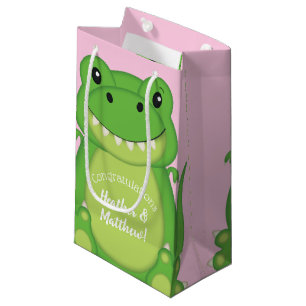Dinosaur Baby Shower T-Rex Pink Girl Small Gift Bag