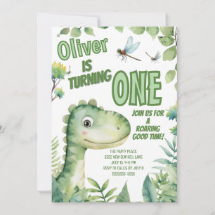 Dinosaur Baby's 1st Birthday Roaring Good Time  Invitation