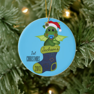 Dinosaur Baby's 1st Christmas Ceramic Ornament