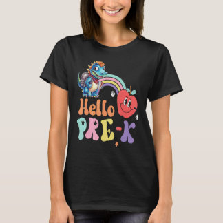 Dinosaur Back to School Hello Pre K Graduation Tea T-Shirt