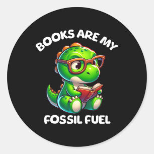 Dinosaur Back To School Reading Books Funny Quote Classic Round Sticker