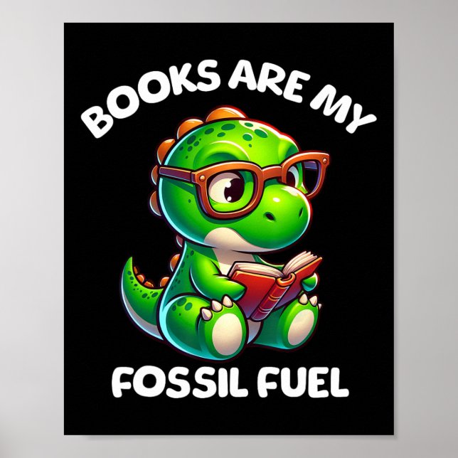 Dinosaur Back To School Reading Books Funny Quote  Poster (Front)