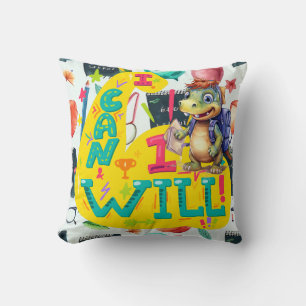 Dinosaur Back to School theme Inspirational  Cushion
